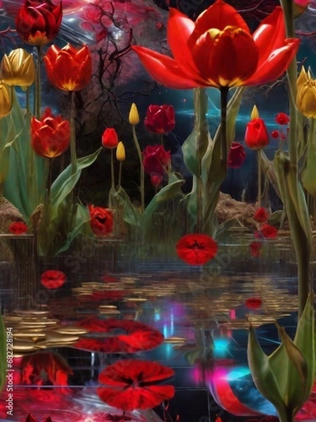 Obraz tulips in water