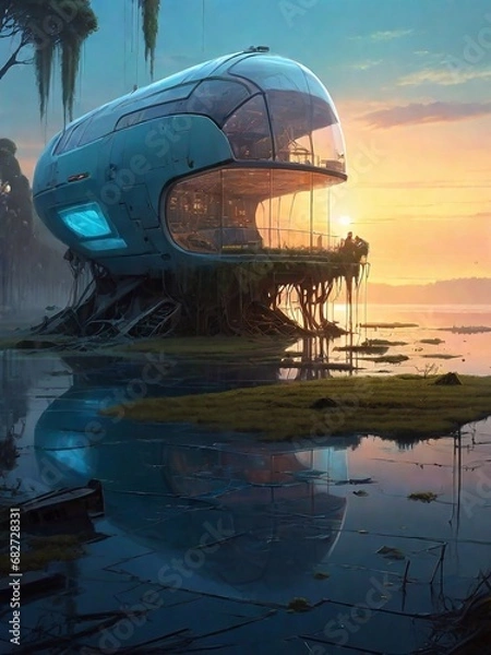 Obraz ufo over the sea