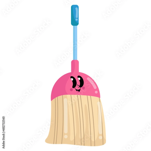 Fototapeta a pink broom with a blue handle