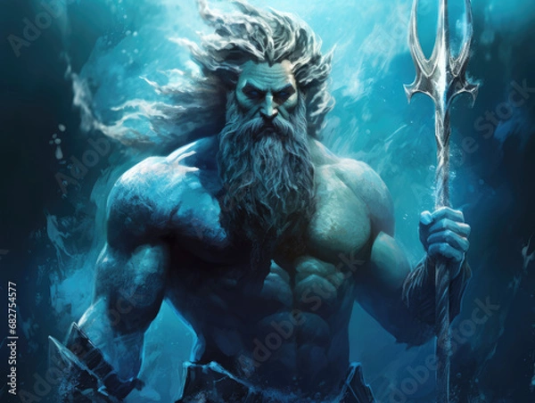 Obraz Poseidon, god of the seas. Digital art.