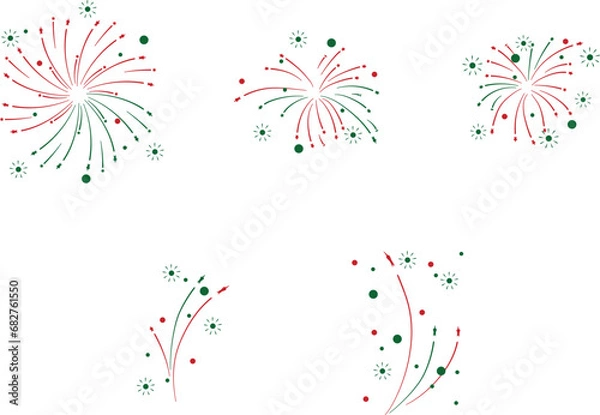 Obraz Fireworks set, design element for holidays, celebration party, anniversary or festival vector Illustration on a white background