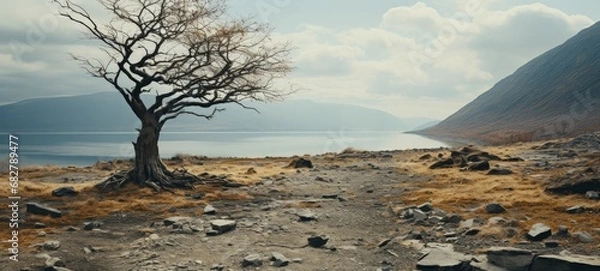 Fototapeta Solitude in the Barren Landscape