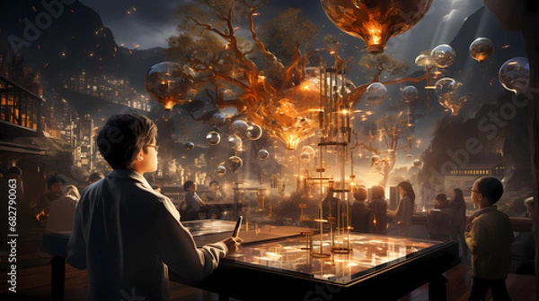 Fototapeta Interactive Learning in a Futuristic Classroom