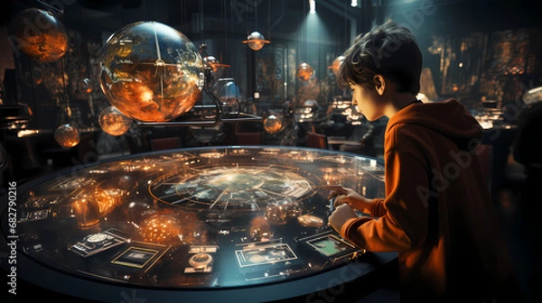 Fototapeta Interaktywna uczenie się w futurystycznej klasie