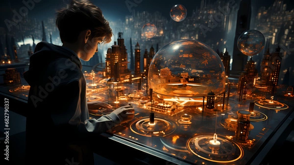 Fototapeta Interactive Learning in a Futuristic Classroom