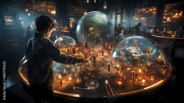 Fototapeta Interactive Learning in a Futuristic Classroom