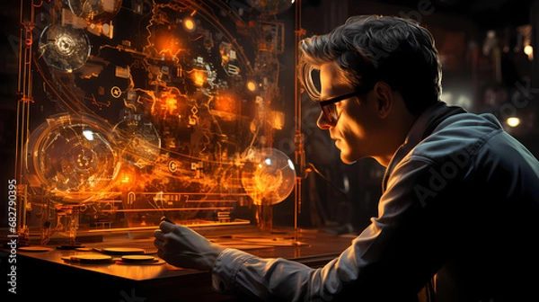 Fototapeta Interactive Learning in a Futuristic Classroom