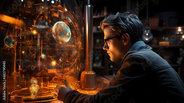 Fototapeta Interactive Learning in a Futuristic Classroom