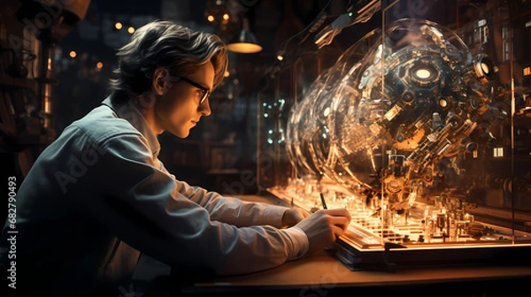 Fototapeta Interactive Learning in a Futuristic Classroom