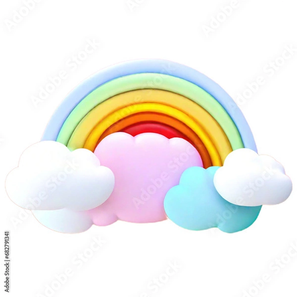 Fototapeta (3D) Rainbow and clouds Royalty (3D)