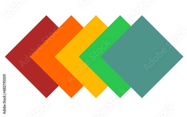 Fototapeta Group of colorful squares with transparent background. Rainbow colors. Logo or symbol with happy colors. Retro vibe. 