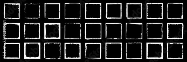 Fototapeta Abstract white grunge frame elements. Old worn overlay distressed frames background. Paint ink grunge frames