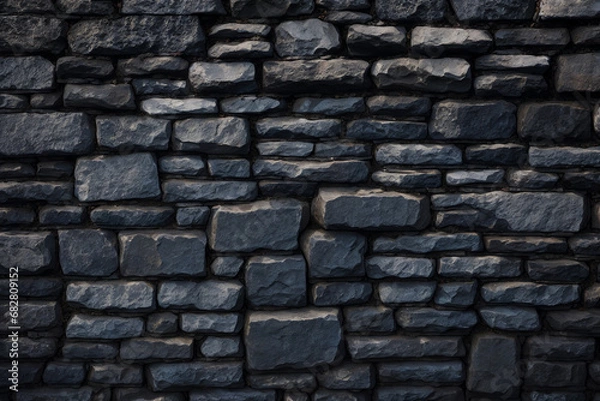 Fototapeta Background of stone wall texture. Close up of gray stone wall. Generative AI