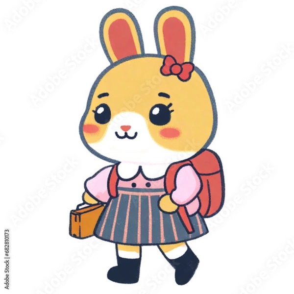 Obraz Rabbit going to school