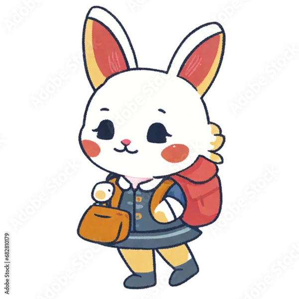 Obraz Rabbit going to school