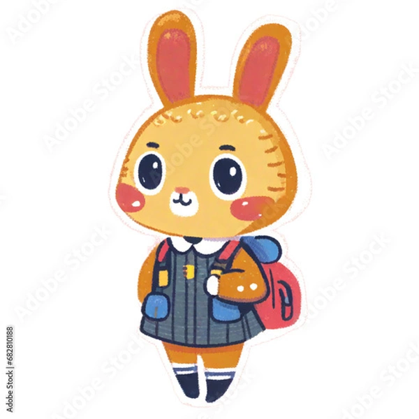 Obraz Rabbit going to school