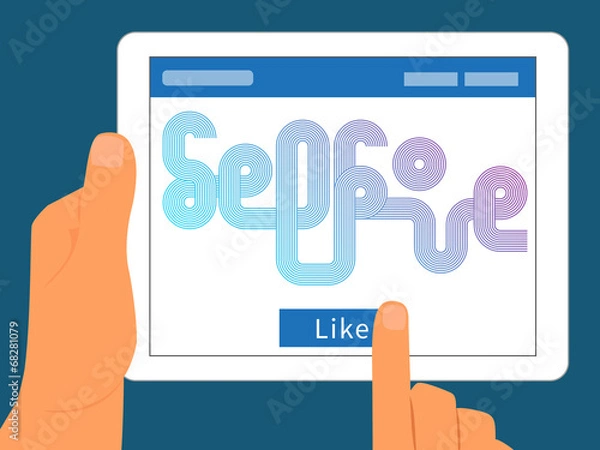 Fototapeta Graphic Selfie on tablet pc for social networking