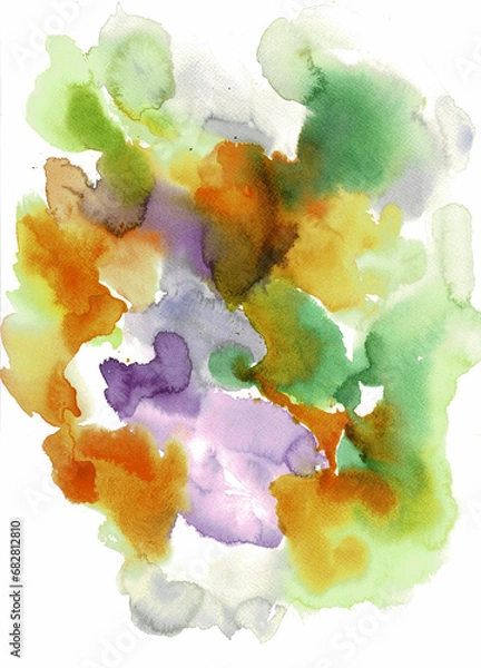 Fototapeta Colourful watercolour background, watercolour blooms, abstract paint splashes