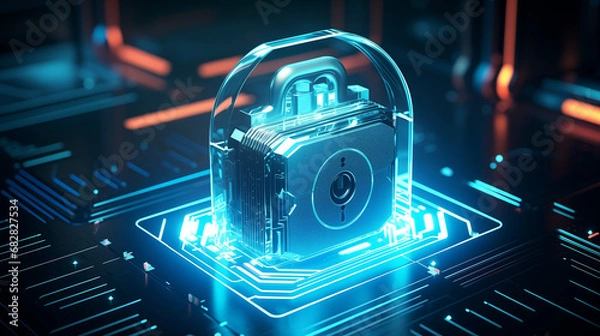 Obraz Padlock over electronic Circuit-Board