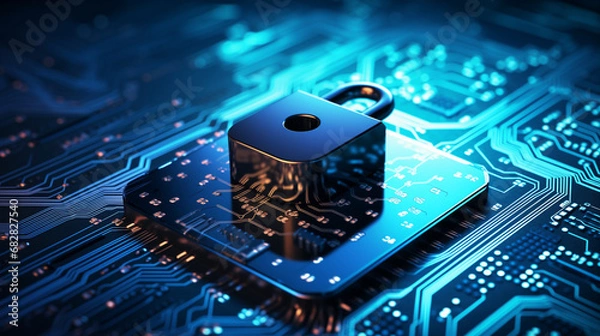 Obraz Padlock over electronic Circuit-Board