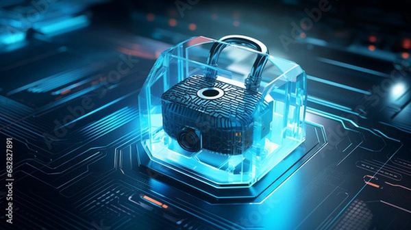 Obraz Padlock over electronic Circuit-Board