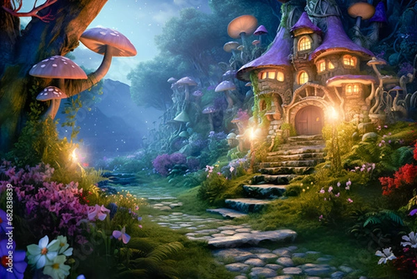 Obraz Magical forest with a hut