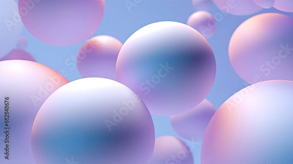Fototapeta Abstract 3d background design with pastel colored spheres, pink and blue 3d spheres