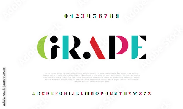 Fototapeta Grand Modern abstract digital alphabet colorful font minimal technology typography creative urban. vector illustration