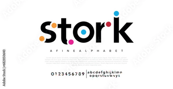 Fototapeta Stork Modern abstract digital alphabet font. Minimal technology typography, Creative urban sport fashion futuristic font and with numbers. vector illustration.