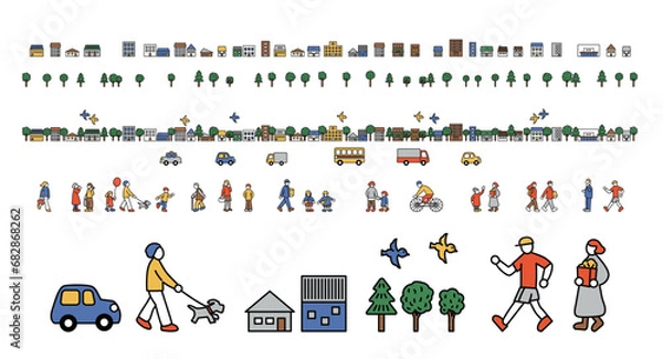 Obraz 街を歩く人々