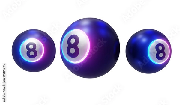 Obraz 3d render three lotto balls translucent background