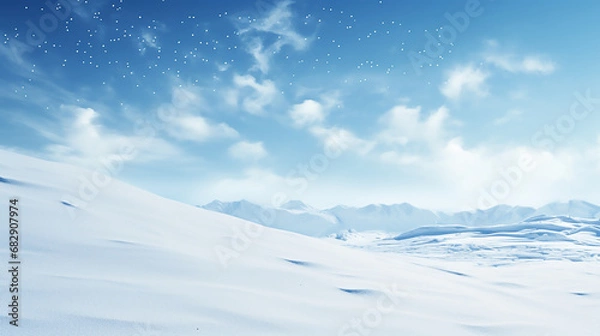 Obraz Winter snow background with beautiful light and snow flakes on the blue sky
