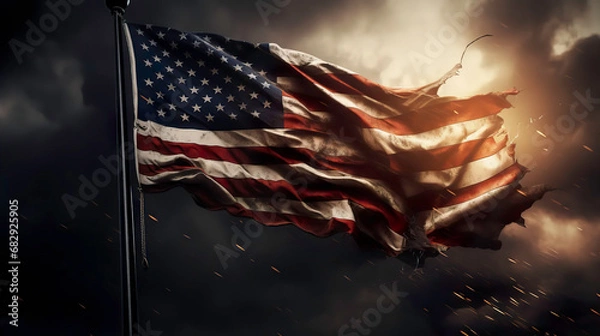 Obraz an american flag blowing in the wind