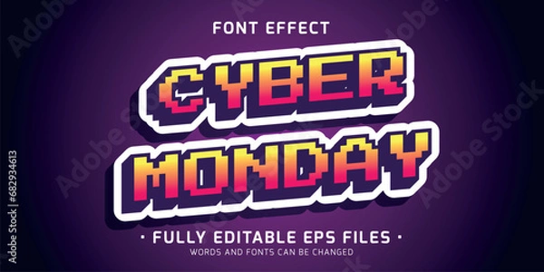 Fototapeta editable vector font effect with 3d pixelated sticker style