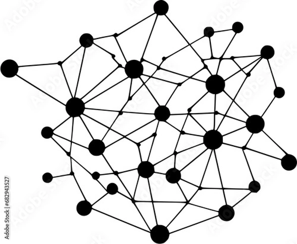 Fototapeta Deep Learning Neural Network Graph Nodes Icon in Hand-drawn Style