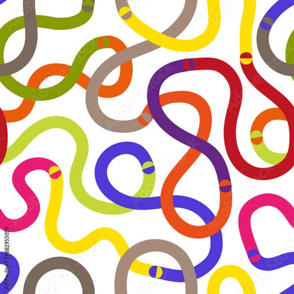 Fototapeta Colorful line seamless pattern. Vector fun background for kids in minimalist style