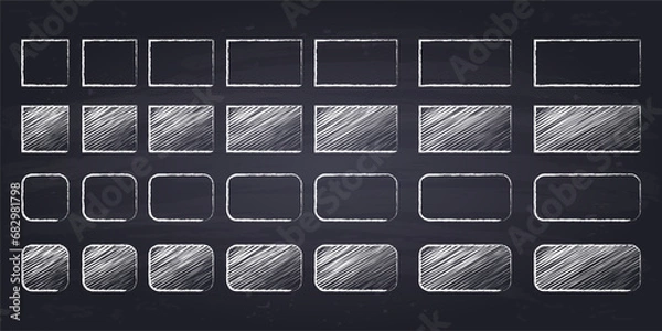 Obraz Chalk drawn squares and rectangles. Hand drawn geometric figures on chalkboard background.	
