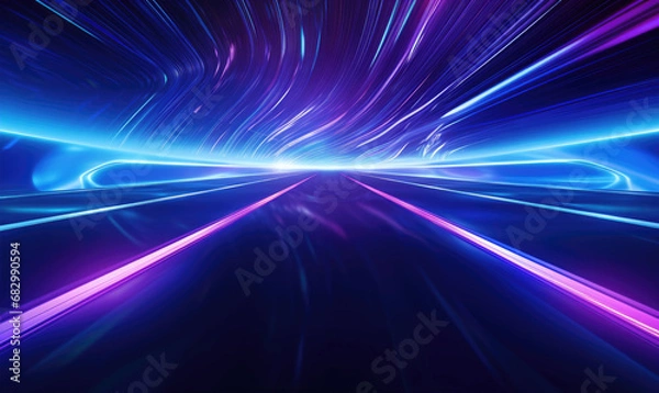 Obraz Amazing violet and purple neon light colours futuristic background