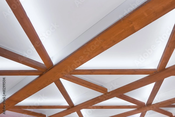 Obraz Wooden Planks Element Object Detail Part Interior Ceiling in White Light Decoration