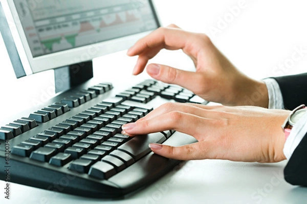 Fototapeta Hands on the keyboard