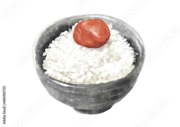 Obraz 水彩の梅干ご飯01_2