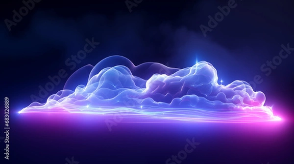 Fototapeta 3D Rendered Neon Glow Abstract Backgrounds: Magenta Tones, Dynamic Ribbons, Virtual Clouds & Glowing Geometric Shapes in Dark Settings for Futuristic, Energy-Themed Wallpapers - generativ ai