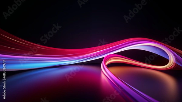 Fototapeta 3D Rendered Neon Glow Abstract Backgrounds: Magenta Tones, Dynamic Ribbons, Virtual Clouds & Glowing Geometric Shapes in Dark Settings for Futuristic, Energy-Themed Wallpapers - generativ ai