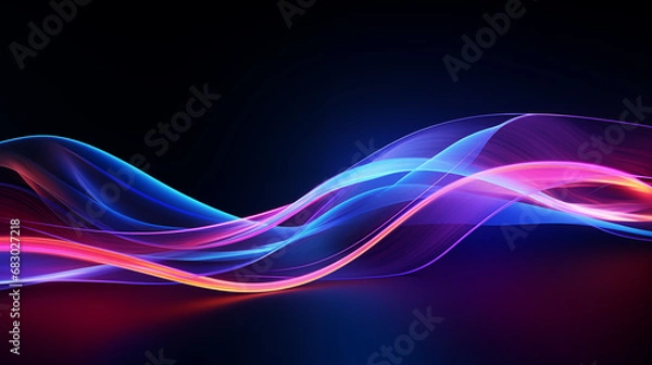 Fototapeta 3D Rendered Neon Glow Abstract Backgrounds: Magenta Tones, Dynamic Ribbons, Virtual Clouds & Glowing Geometric Shapes in Dark Settings for Futuristic, Energy-Themed Wallpapers - generativ ai