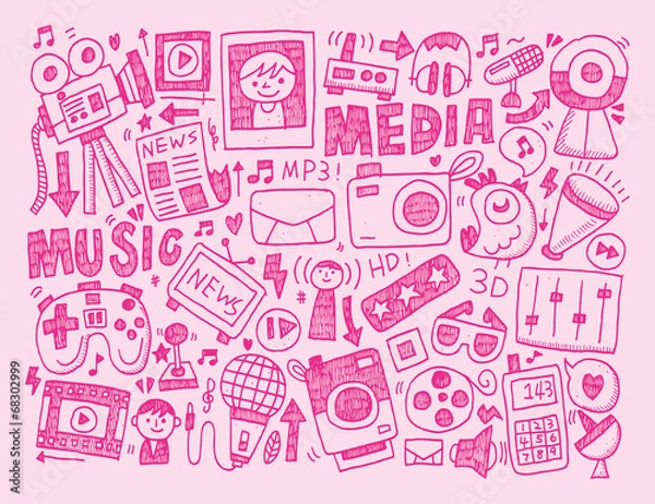 Obraz doodle media background