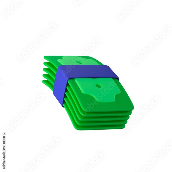 Fototapeta 3D money stack - Finance and Banking icon, blue and green color soft render