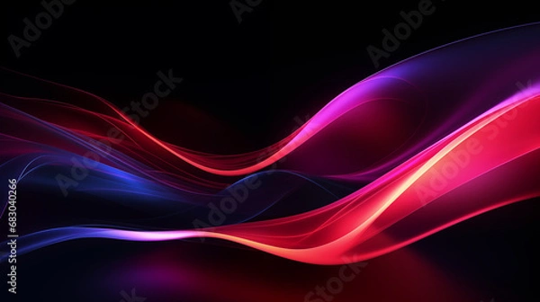 Fototapeta 3D Rendered Neon Glow Abstract Backgrounds: Magenta Tones, Dynamic Ribbons, Virtual Clouds & Glowing Geometric Shapes in Dark Settings for Futuristic, Energy-Themed Wallpapers - generativ ai