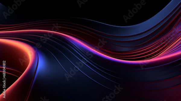 Fototapeta 3D Rendered Neon Glow Abstract Backgrounds: Magenta Tones, Dynamic Ribbons, Virtual Clouds & Glowing Geometric Shapes in Dark Settings for Futuristic, Energy-Themed Wallpapers - generativ ai