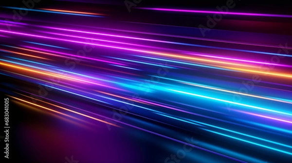 Fototapeta 3D Rendered Neon Glow Abstract Backgrounds: Magenta Tones, Dynamic Ribbons, Virtual Clouds & Glowing Geometric Shapes in Dark Settings for Futuristic, Energy-Themed Wallpapers - generativ ai