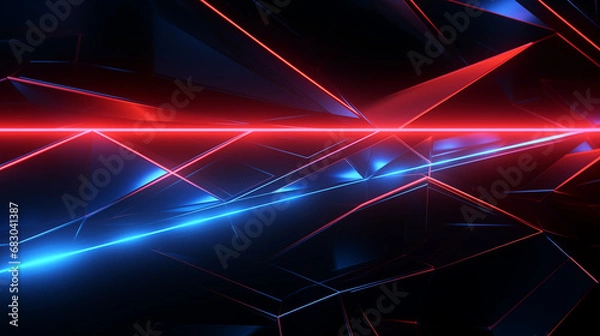 Fototapeta 3D Rendered Neon Glow Abstract Backgrounds: Magenta Tones, Dynamic Ribbons, Virtual Clouds & Glowing Geometric Shapes in Dark Settings for Futuristic, Energy-Themed Wallpapers - generativ ai